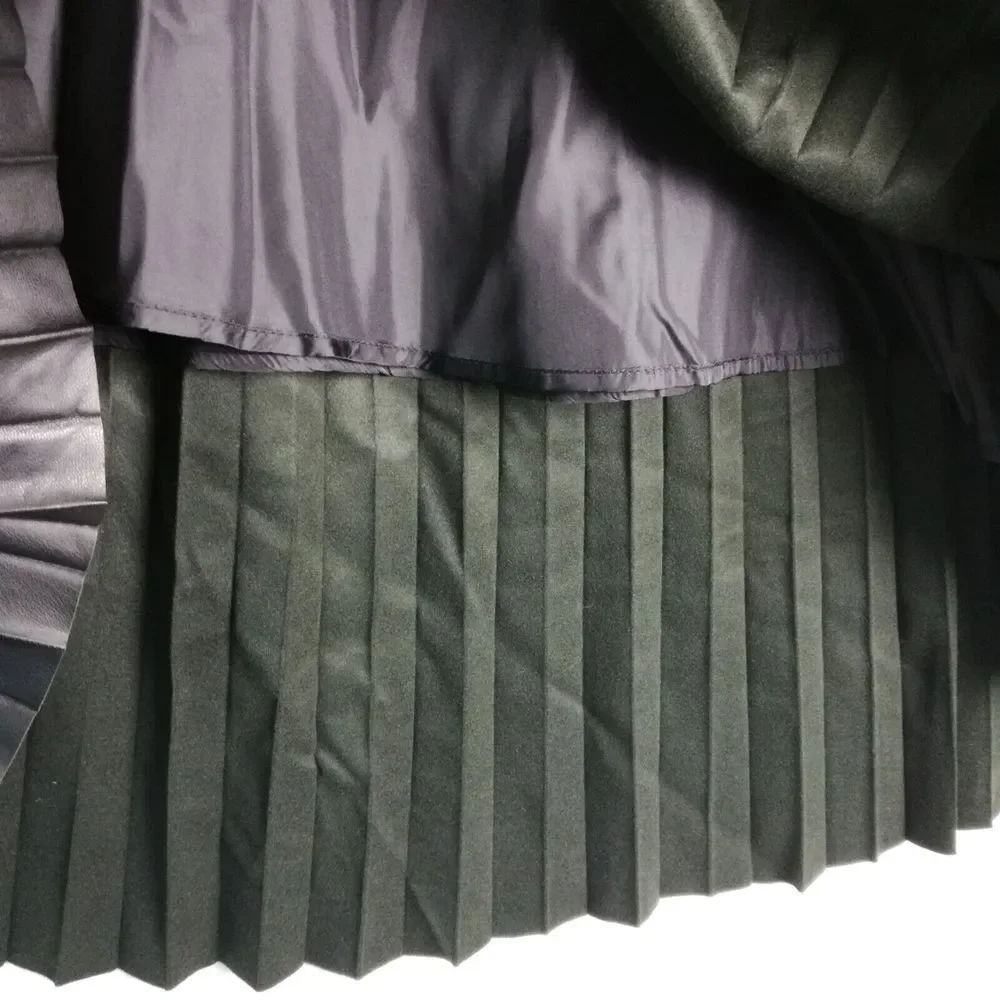 Bagatelle Womens Skirt Pleated Faux Vegan Leather Black Midi‎ Side Zip Lined S